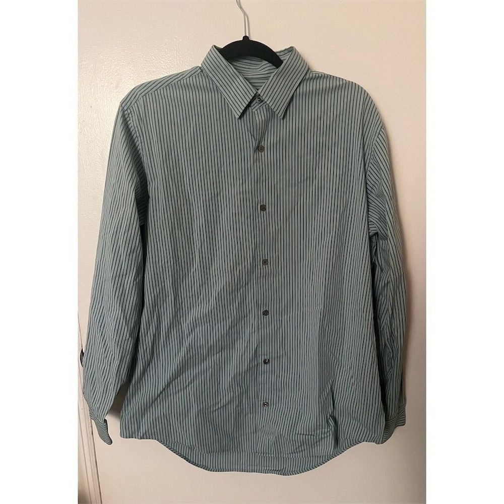 Banana Republic Men's Striped Green‎ Dress Shirt Long Sleeve Size  L